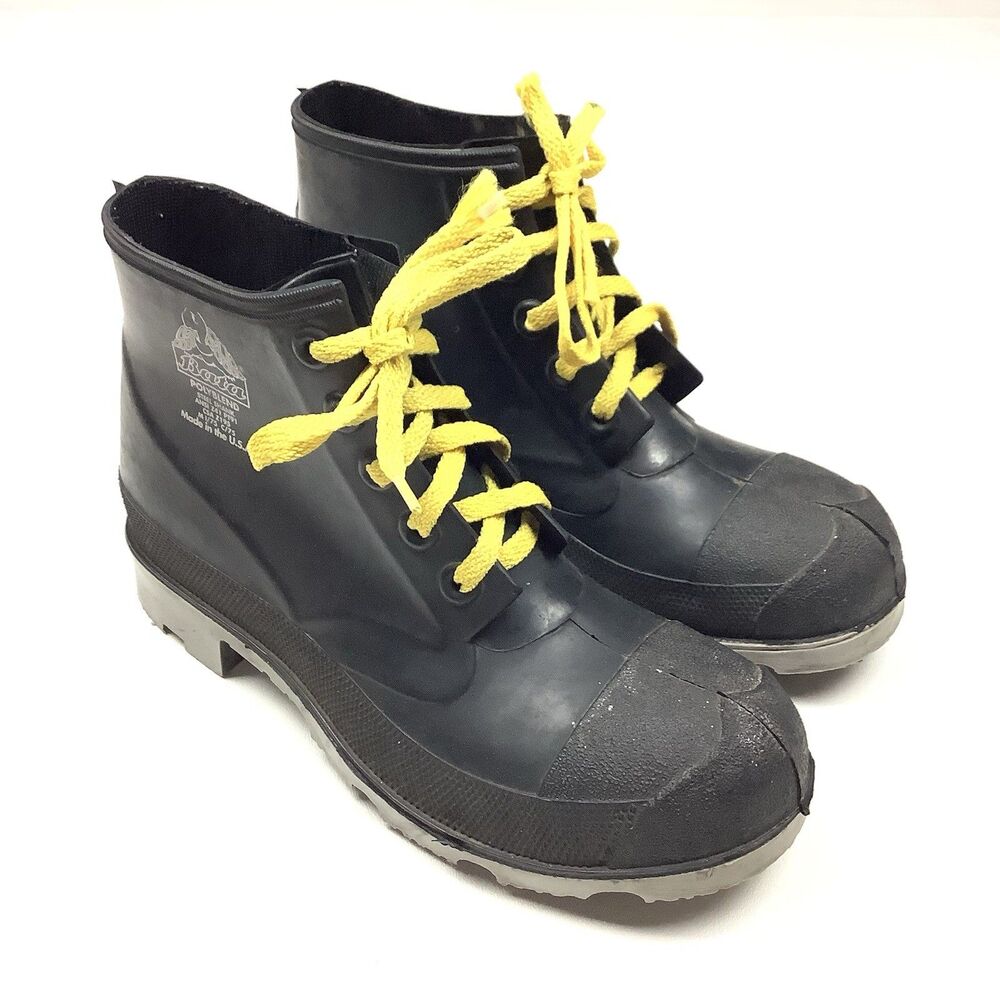 Bata Steel Toe Combat Boots Men Size 6 Black Polyblend Work Shoes Punk Gorpcore
